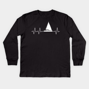 Sailing Ship Heartbeat Sailboat Pulse Captain Kids Long Sleeve T-Shirt